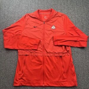 Ohio‎ State Buckeyes Windbreaker Jacket Mens Sz L Red Nike Softshell Full Zip